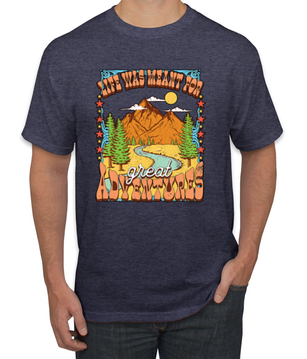 Camiseta Life Was Meant For Great Adventures Montañas Pinos Hombres - Imagen 11 de 15
