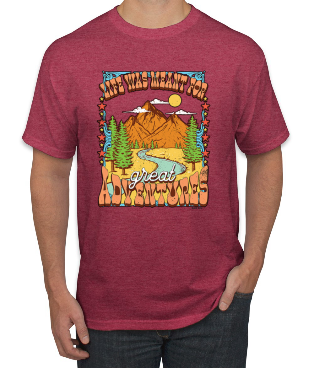 Camiseta Life Was Meant For Great Adventures Montañas Pinos Hombres - Imagen 12 de 15