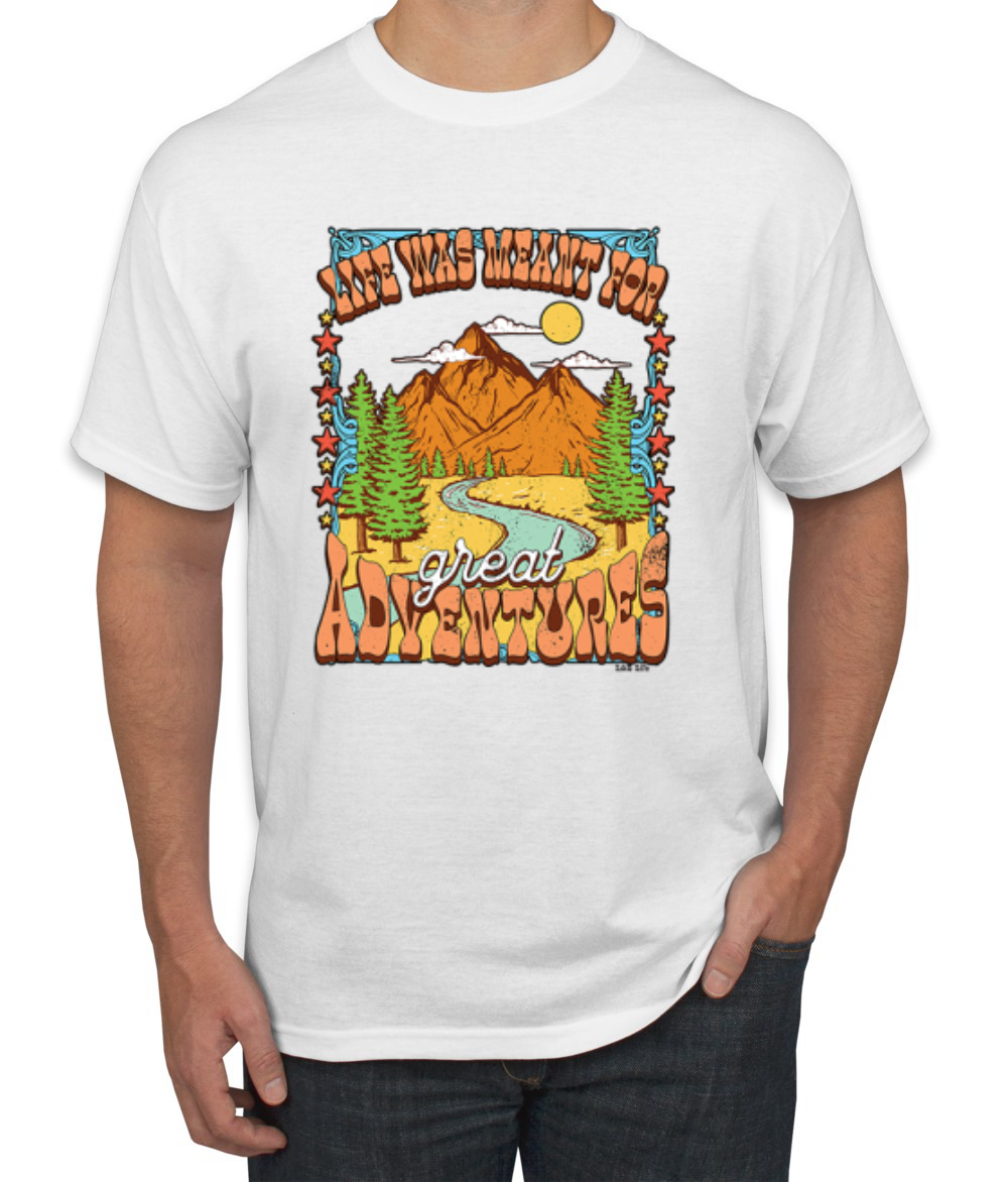 Camiseta Life Was Meant For Great Adventures Montañas Pinos Hombres - Imagen 13 de 15