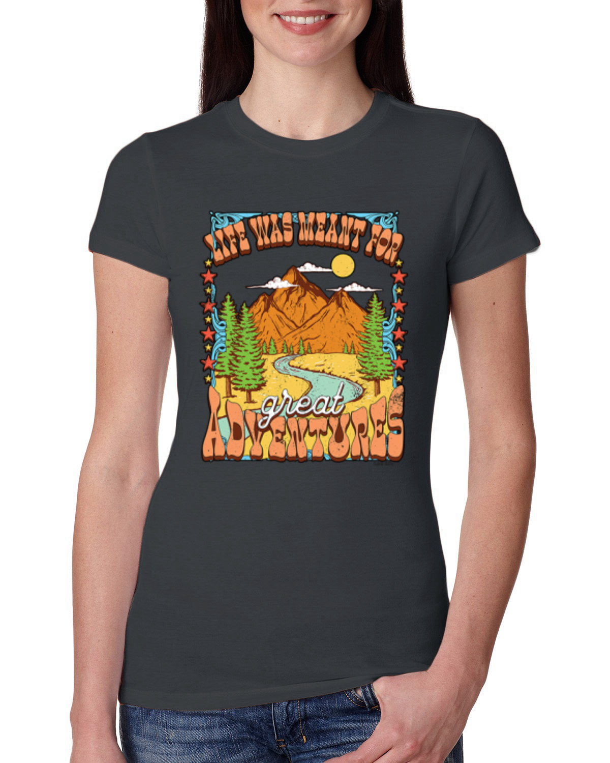 Camiseta Life Was Meant For Great Adventures Mountains Mujer Calce Ajustado Junior - Imagen 9 de 10