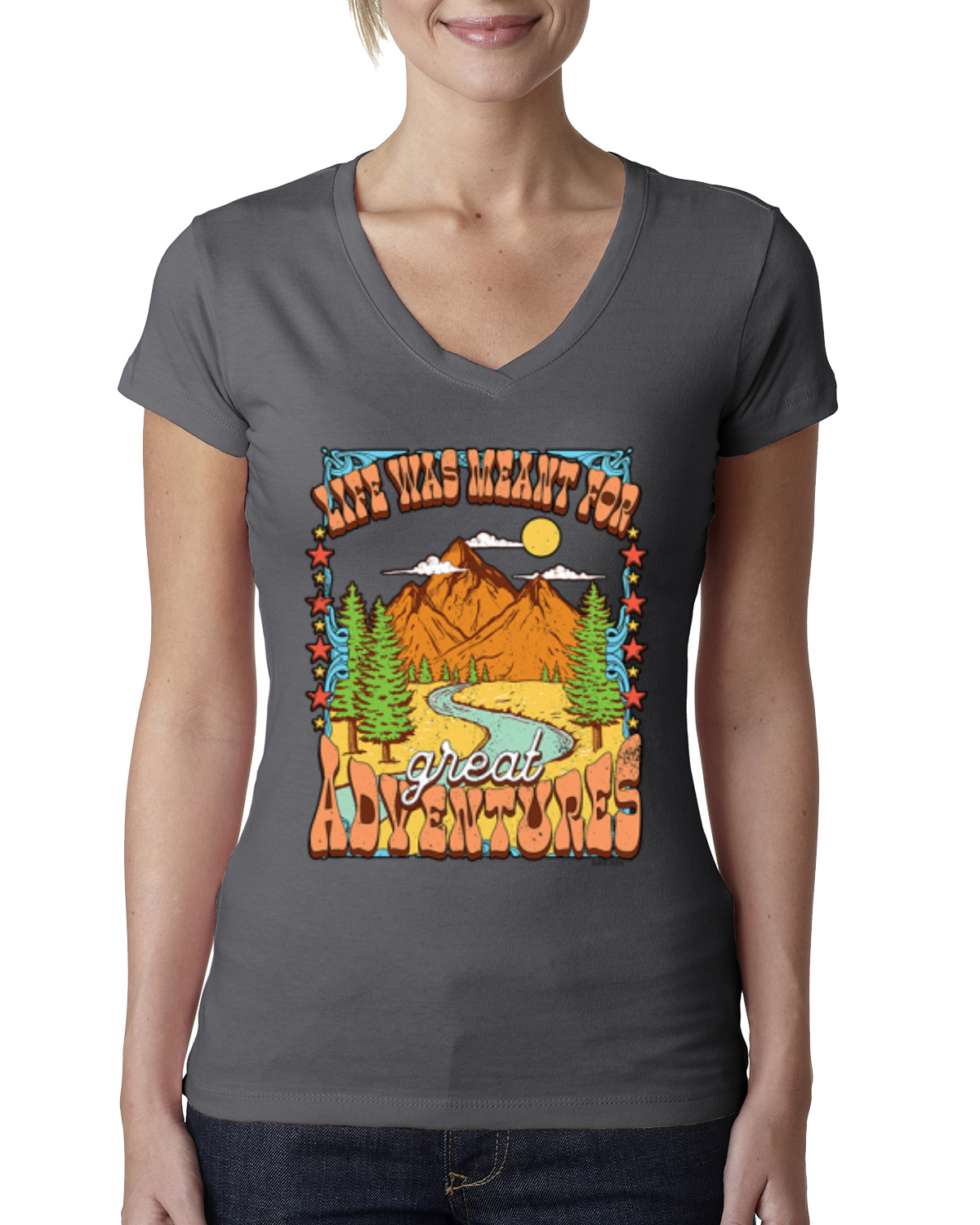 Camiseta Life Was Meant For Great Adventures Mountains Mujer Calce Junior Esquina En Gran Aventuras - Imagen 9 de 10