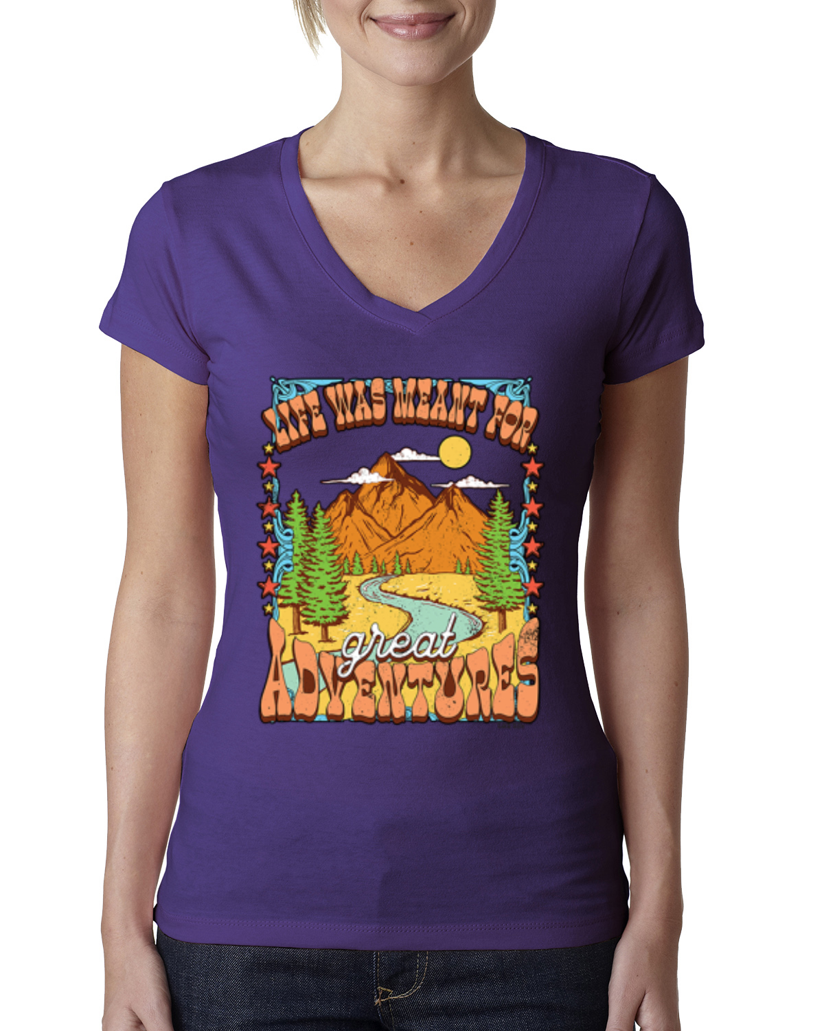 Camiseta Life Was Meant For Great Adventures Mountains Mujer Calce Junior Esquina En Gran Aventuras - Imagen 10 de 10