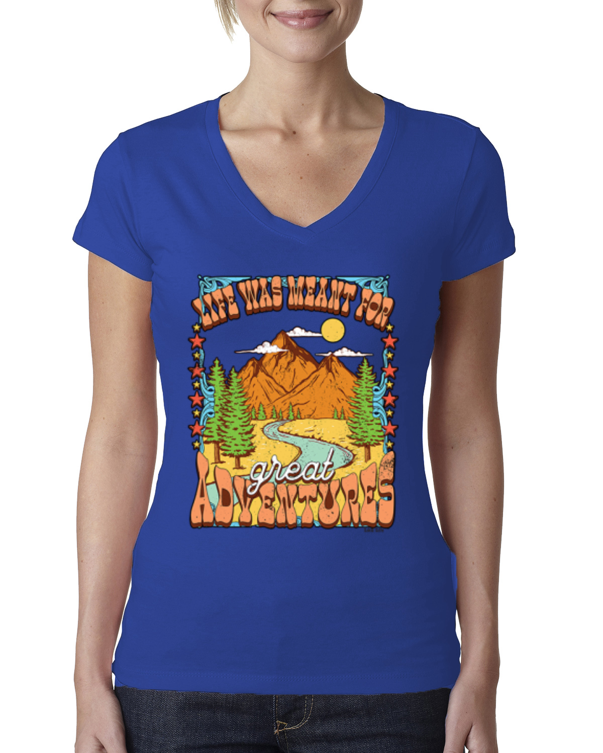 Camiseta Life Was Meant For Great Adventures Mountains Mujer Calce Junior Esquina En Gran Aventuras - Imagen 7 de 10