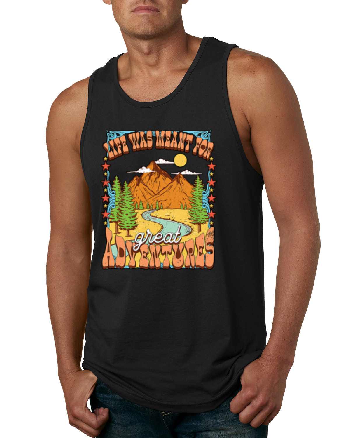 Life Was Meant for Great Adventures Mountains Kiefern Männer Tank Top - Bild 3 von 8