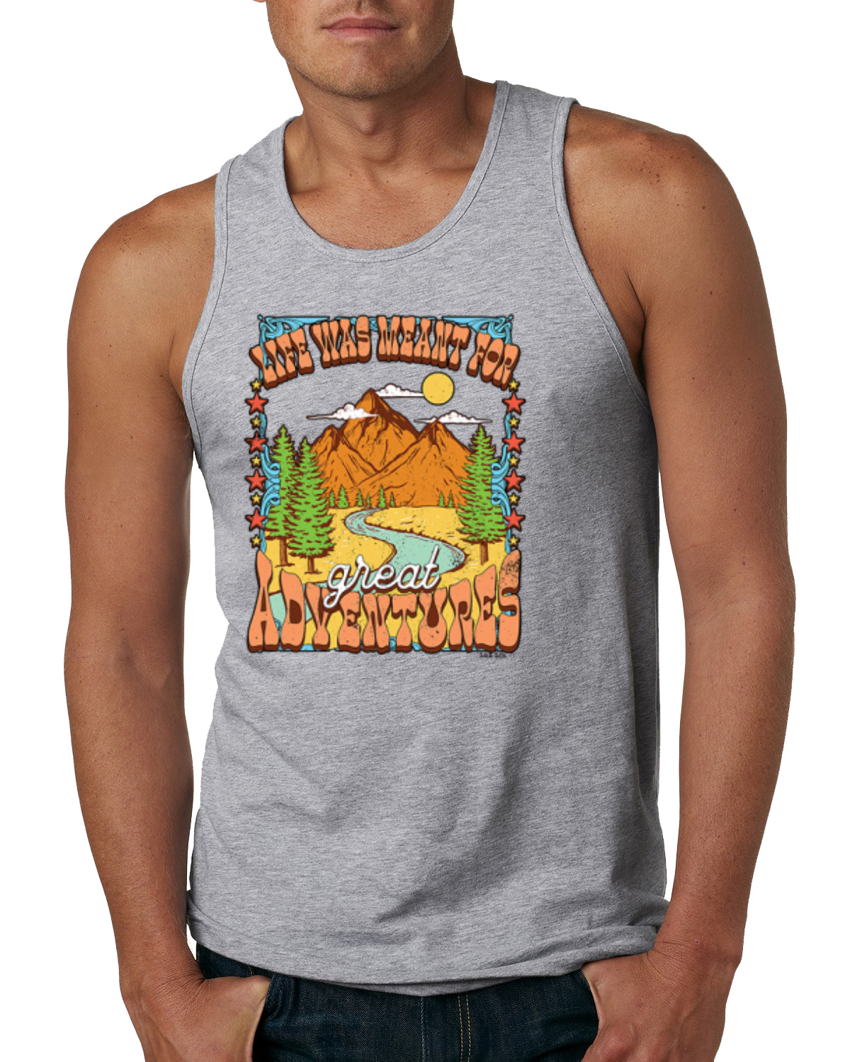 Life Was Meant for Great Adventures Mountains Kiefern Männer Tank Top - Bild 4 von 8