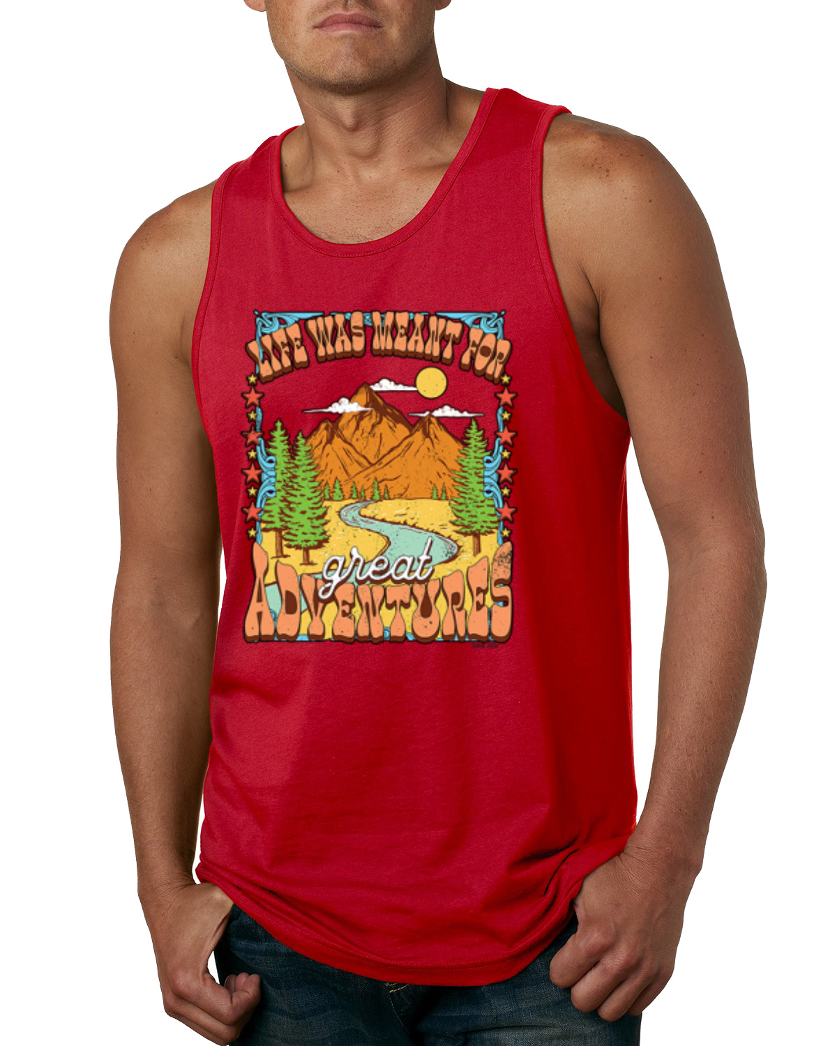 Life Was Meant for Great Adventures Mountains Kiefern Männer Tank Top - Bild 6 von 8