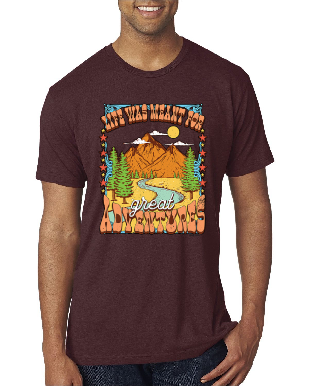 Camiseta Life Was Meant For Great Adventures Mountains Hombre Premium Tri Mezcla - Imagen 11 de 15