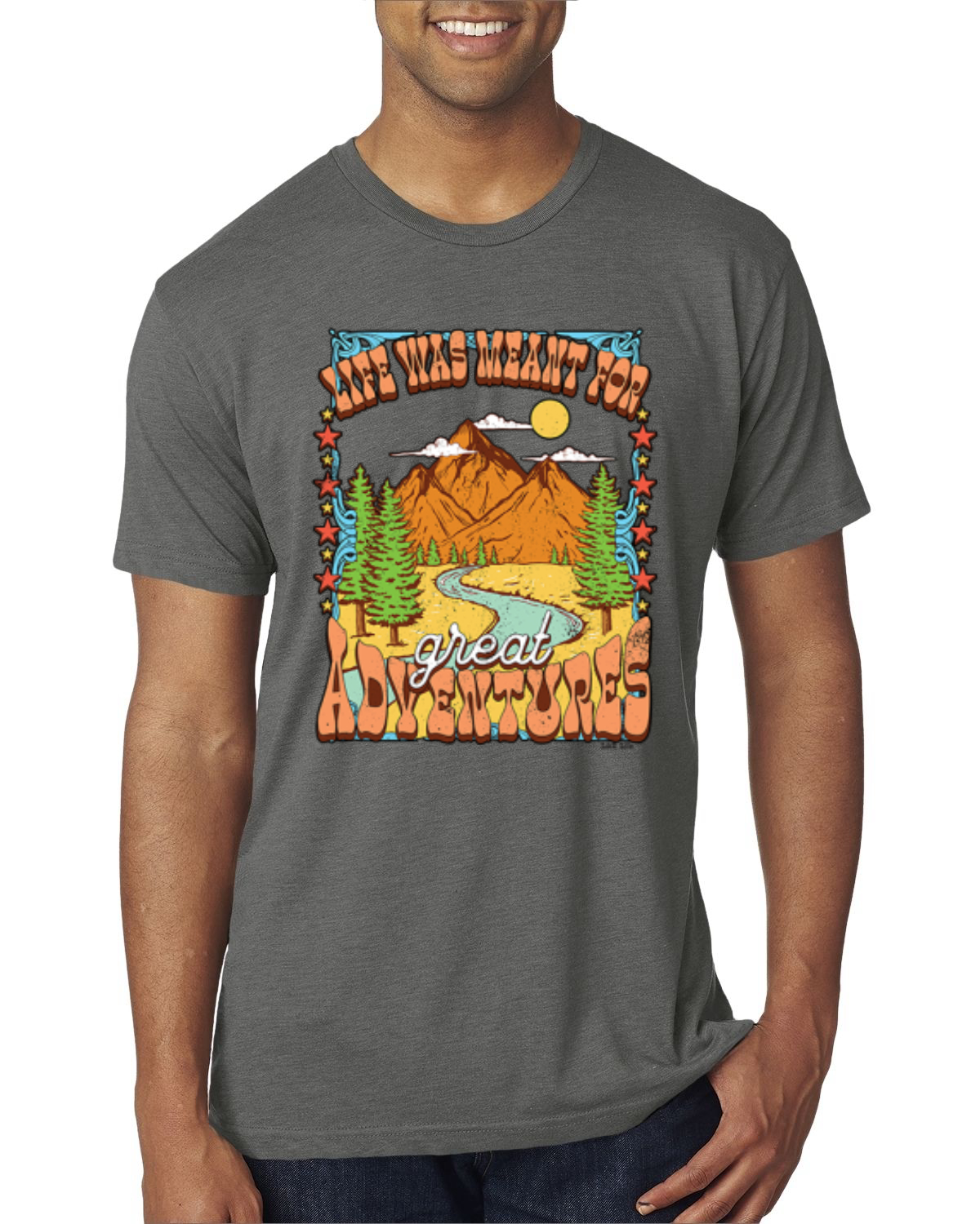 Camiseta Life Was Meant For Great Adventures Mountains Hombre Premium Tri Mezcla - Imagen 13 de 15