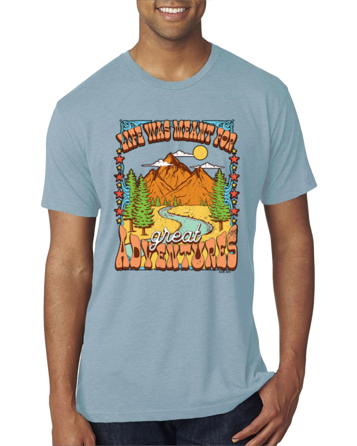 Camiseta Life Was Meant For Great Adventures Mountains Hombre Premium Tri Mezcla - Imagen 14 de 15