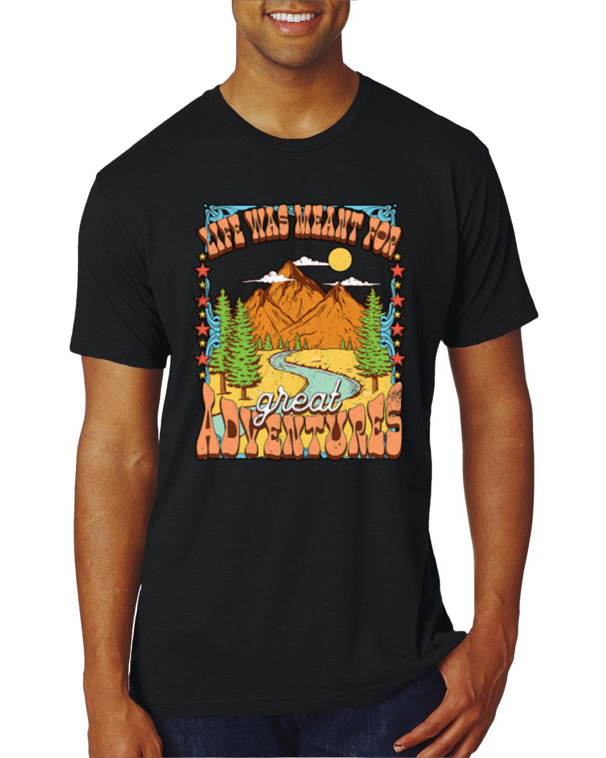 Camiseta Life Was Meant For Great Adventures Mountains Hombre Premium Tri Mezcla - Imagen 12 de 15