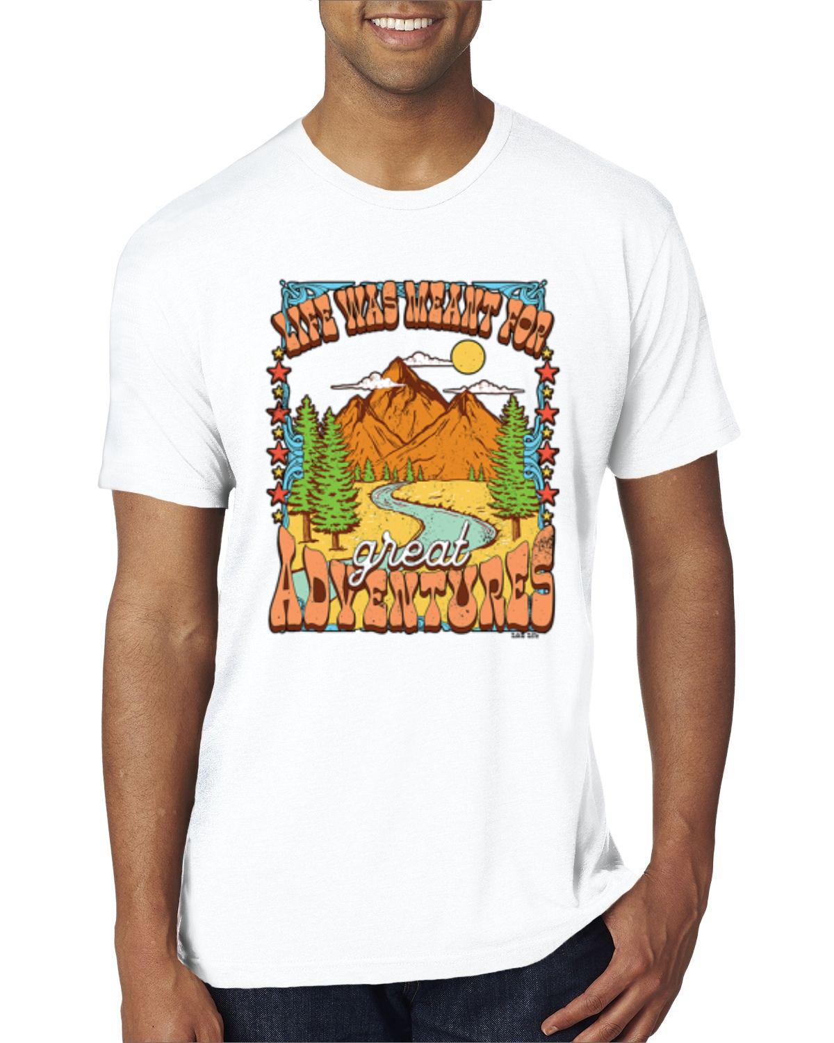 Camiseta Life Was Meant For Great Adventures Mountains Hombre Premium Tri Mezcla - Imagen 15 de 15