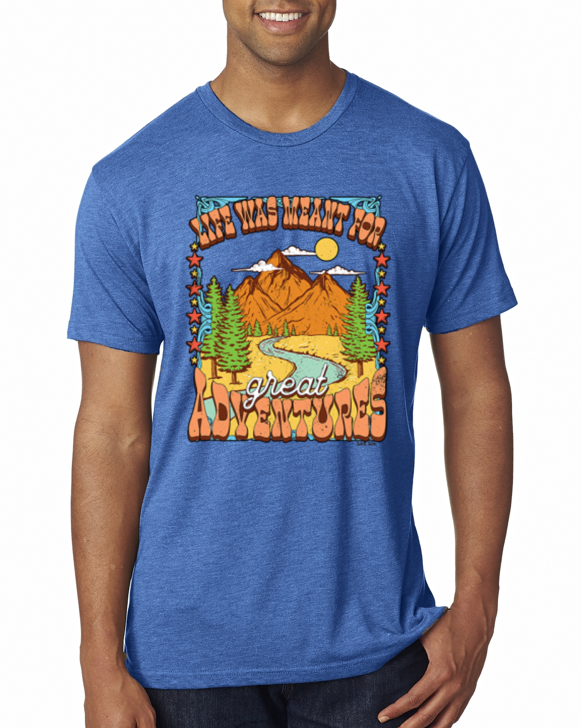 Camiseta Life Was Meant For Great Adventures Mountains Hombre Premium Tri Mezcla - Imagen 9 de 15