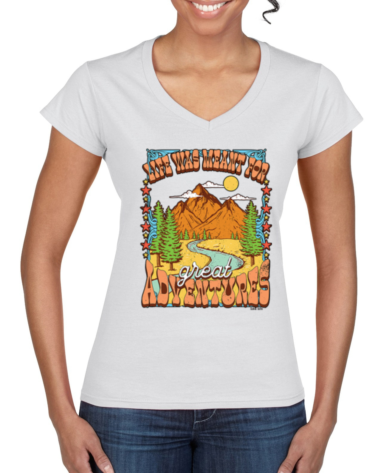 Camiseta de esquina estándar Life Was Meant For Great Adventures Mountains para mujer - Imagen 8 de 8