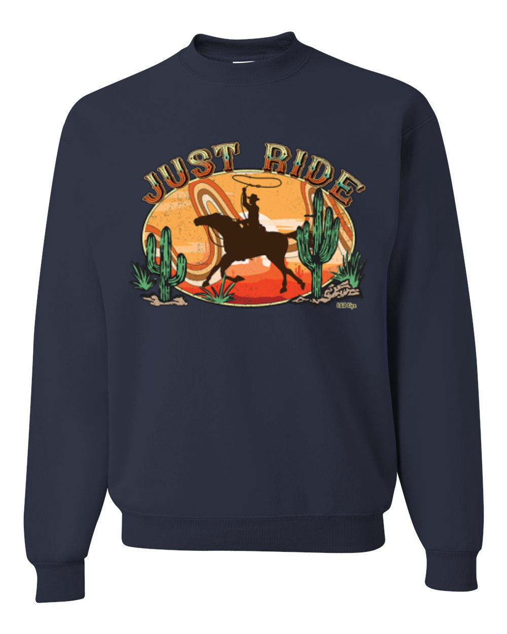 Sudadera Retro Cowboy Just Ride Cacti Sunset Lazo Unisex Cuello Redondo - Imagen 7 de 15