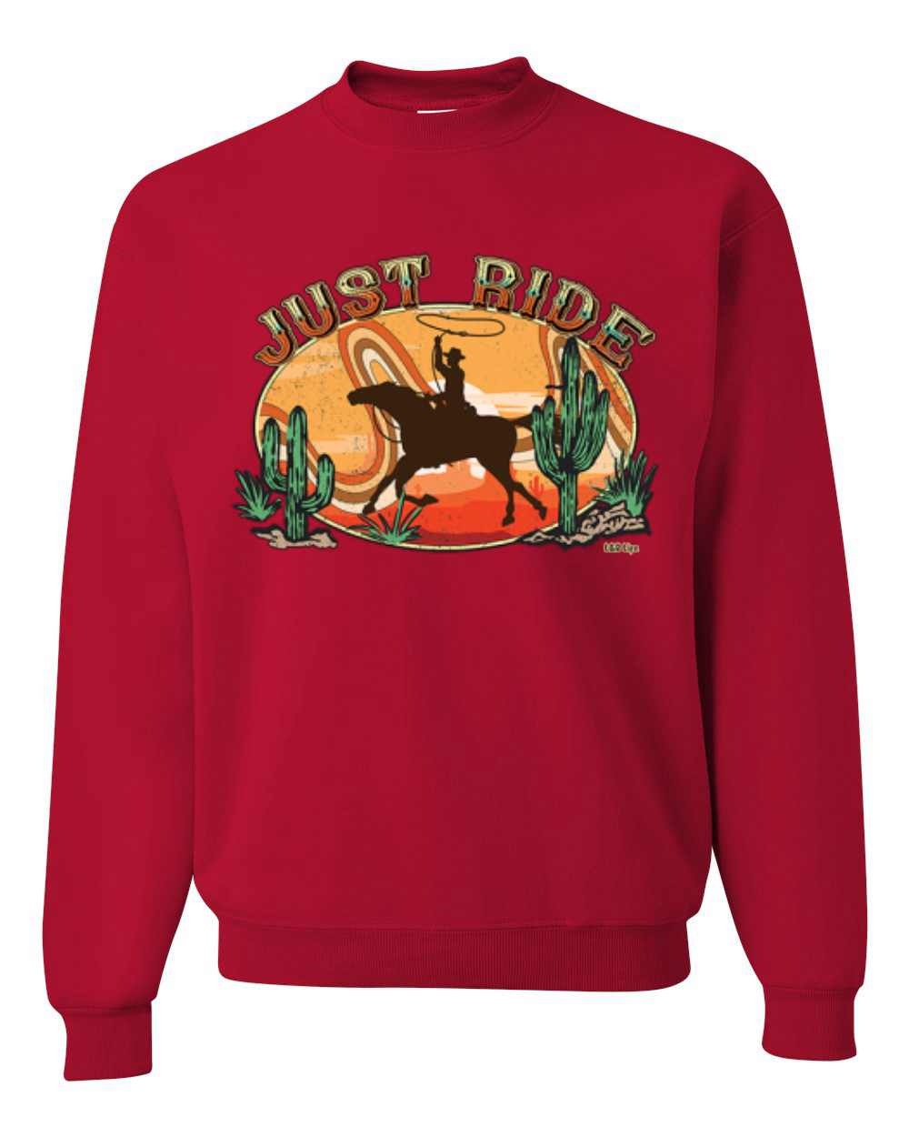 Sudadera Retro Cowboy Just Ride Cacti Sunset Lazo Unisex Cuello Redondo - Imagen 8 de 15