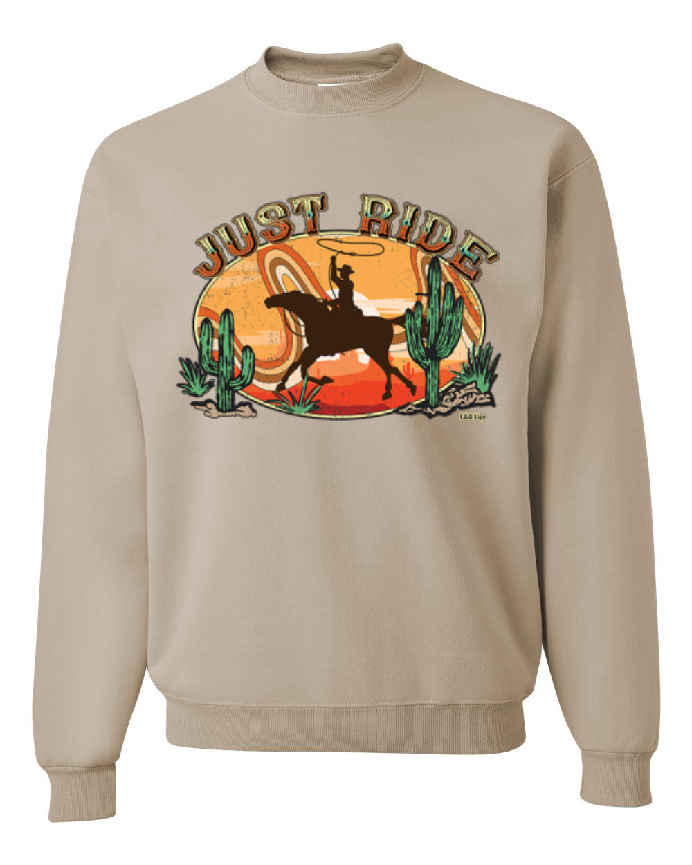 Sudadera Retro Cowboy Just Ride Cacti Sunset Lazo Unisex Cuello Redondo - Imagen 14 de 15