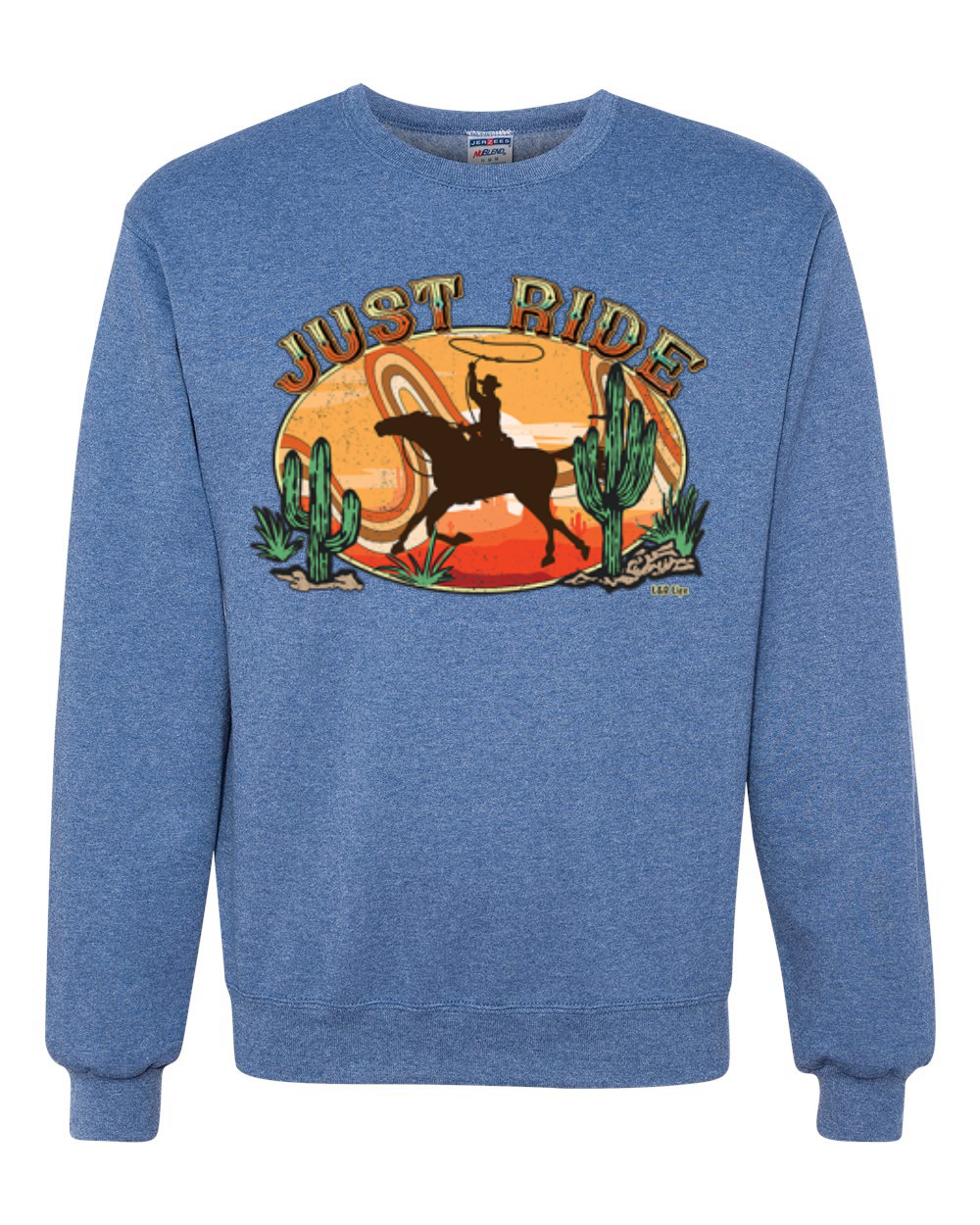 Sudadera Retro Cowboy Just Ride Cacti Sunset Lazo Unisex Cuello Redondo - Imagen 10 de 15
