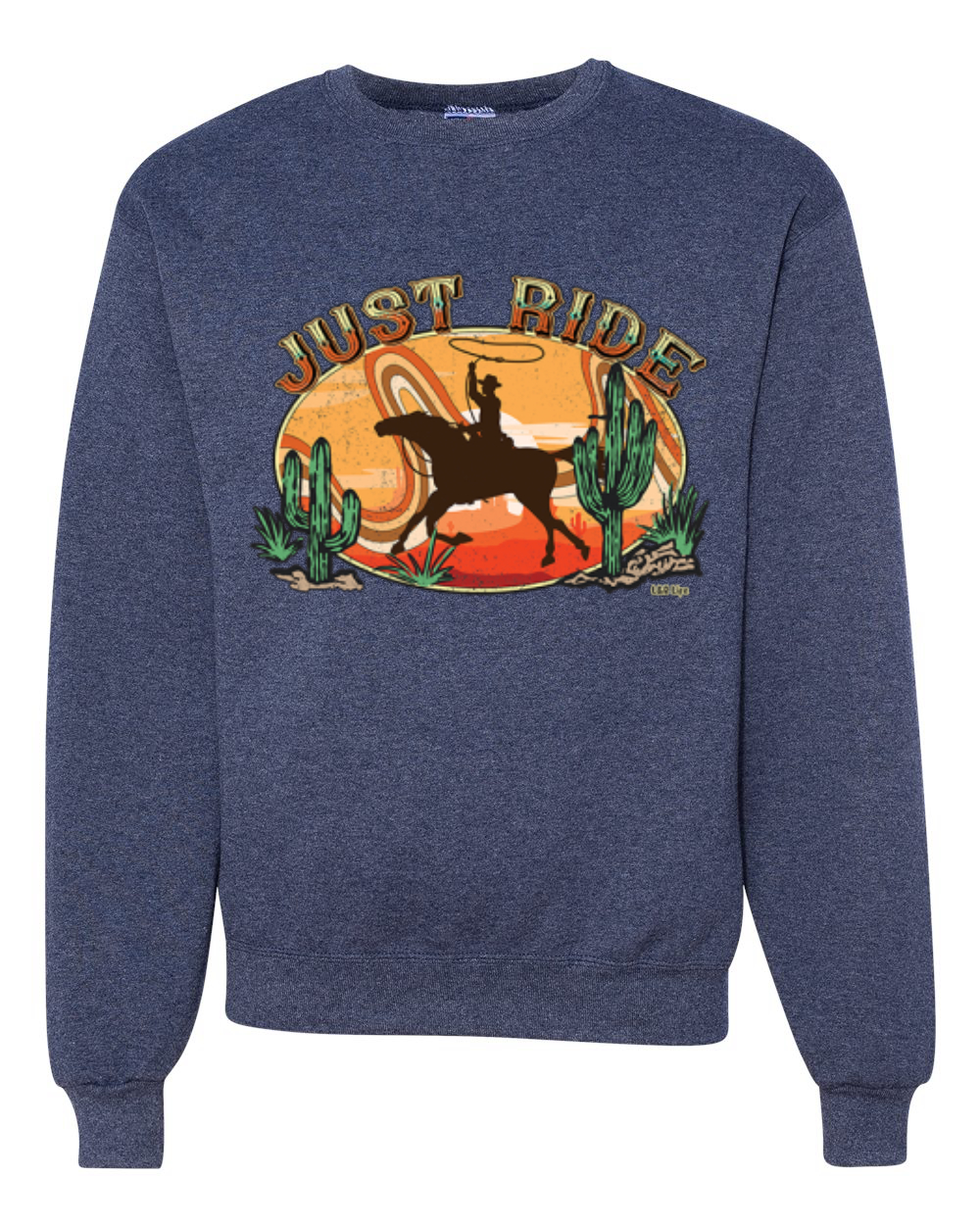 Sudadera Retro Cowboy Just Ride Cacti Sunset Lazo Unisex Cuello Redondo - Imagen 11 de 15