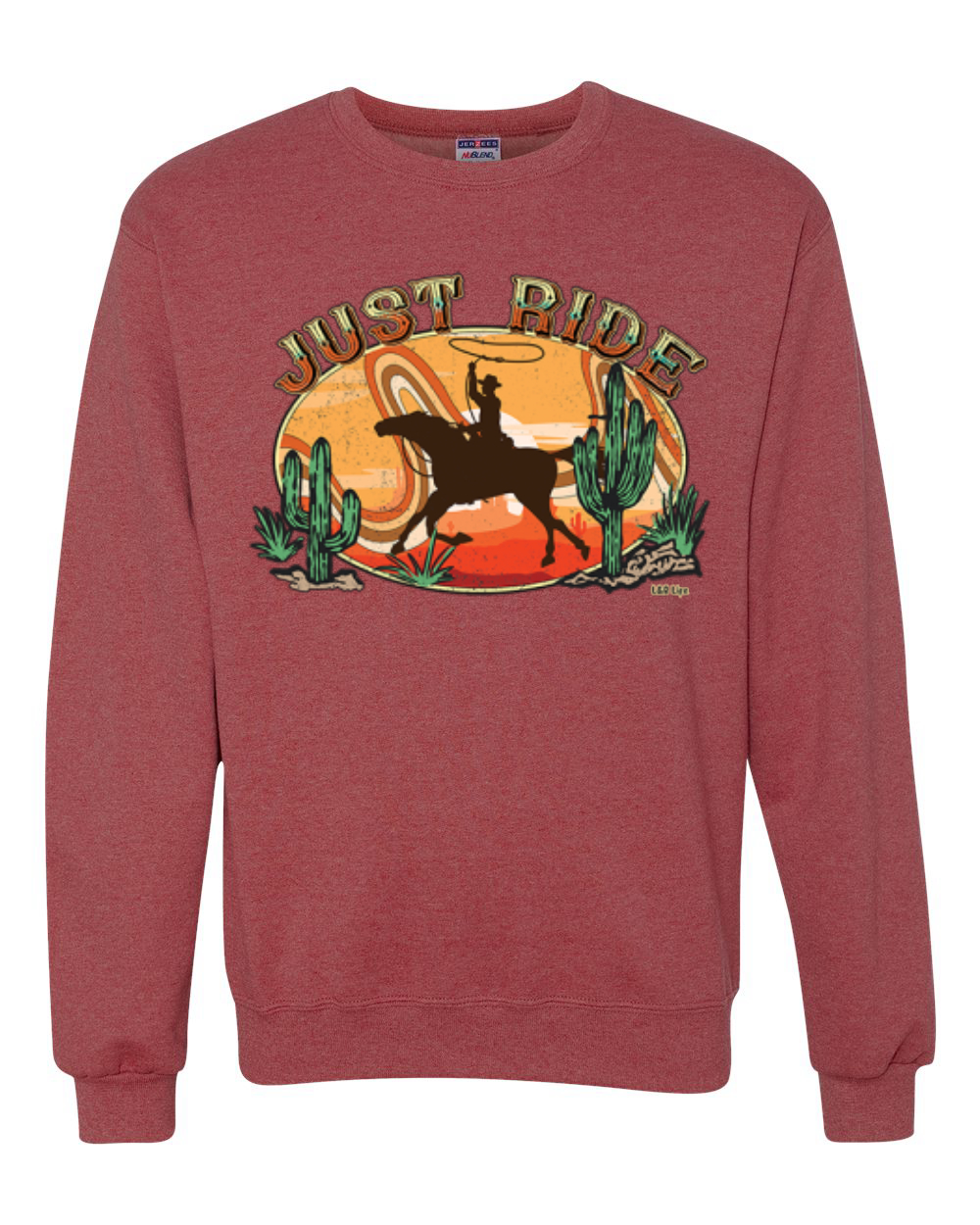 Sudadera Retro Cowboy Just Ride Cacti Sunset Lazo Unisex Cuello Redondo - Imagen 12 de 15