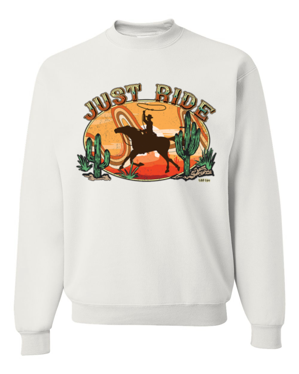 Sudadera Retro Cowboy Just Ride Cacti Sunset Lazo Unisex Cuello Redondo - Imagen 13 de 15