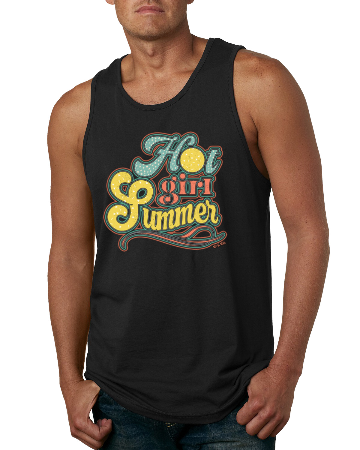 Camiseta sin mangas Lunka Dot Hot Girl Verano Rojo Amarillo Azul Hombre - Imagen 3 de 8