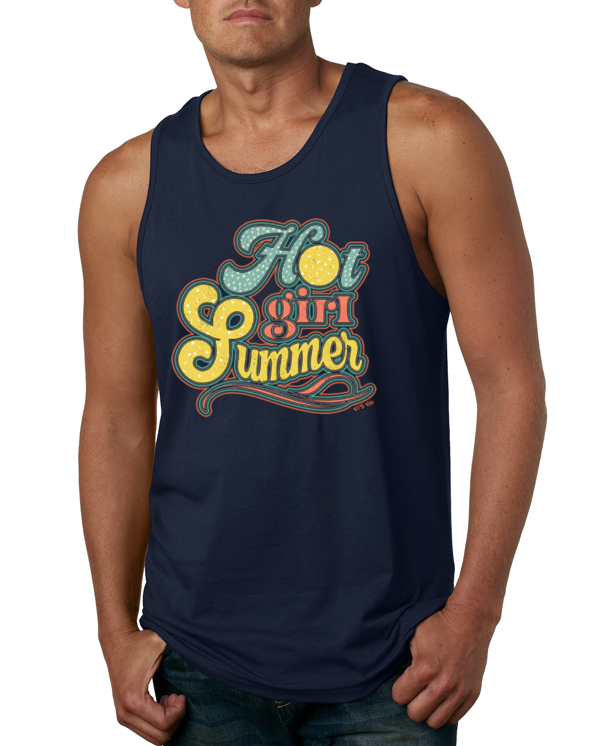 Camiseta sin mangas Lunka Dot Hot Girl Verano Rojo Amarillo Azul Hombre - Imagen 5 de 8