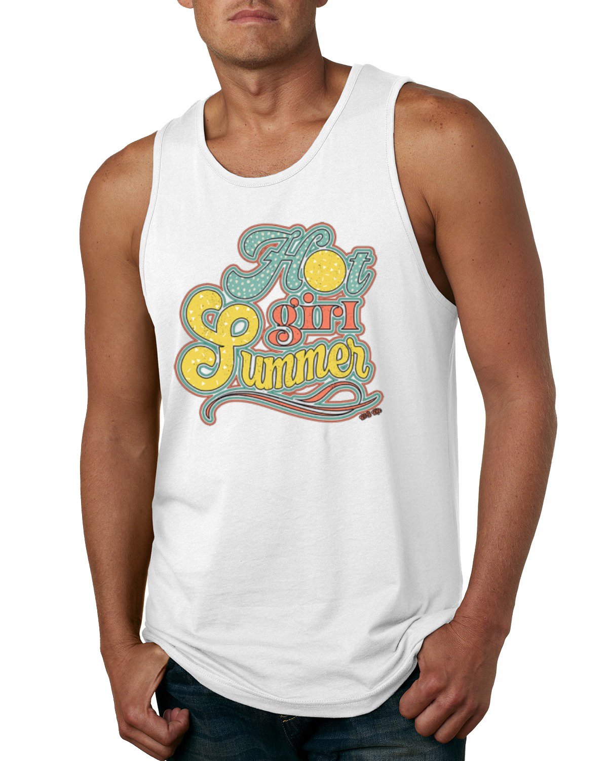 Camiseta sin mangas Lunka Dot Hot Girl Verano Rojo Amarillo Azul Hombre - Imagen 8 de 8