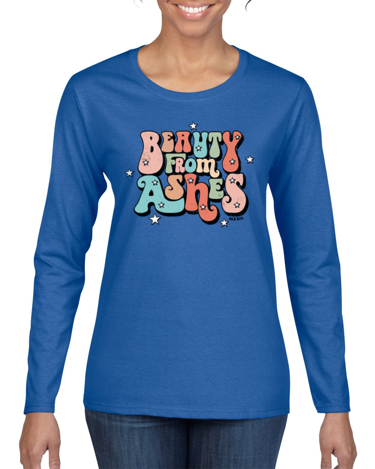 Camiseta Beauty From Ashes Genial Fuente con Estrellas Mujeres Gráfica Mangas Largas - Imagen 7 de 8