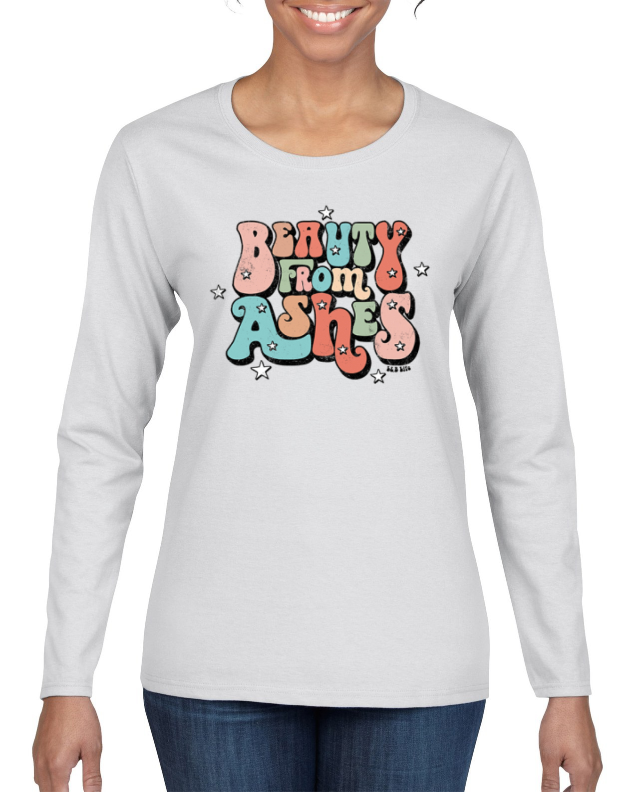 Camiseta Beauty From Ashes Genial Fuente con Estrellas Mujeres Gráfica Mangas Largas - Imagen 8 de 8