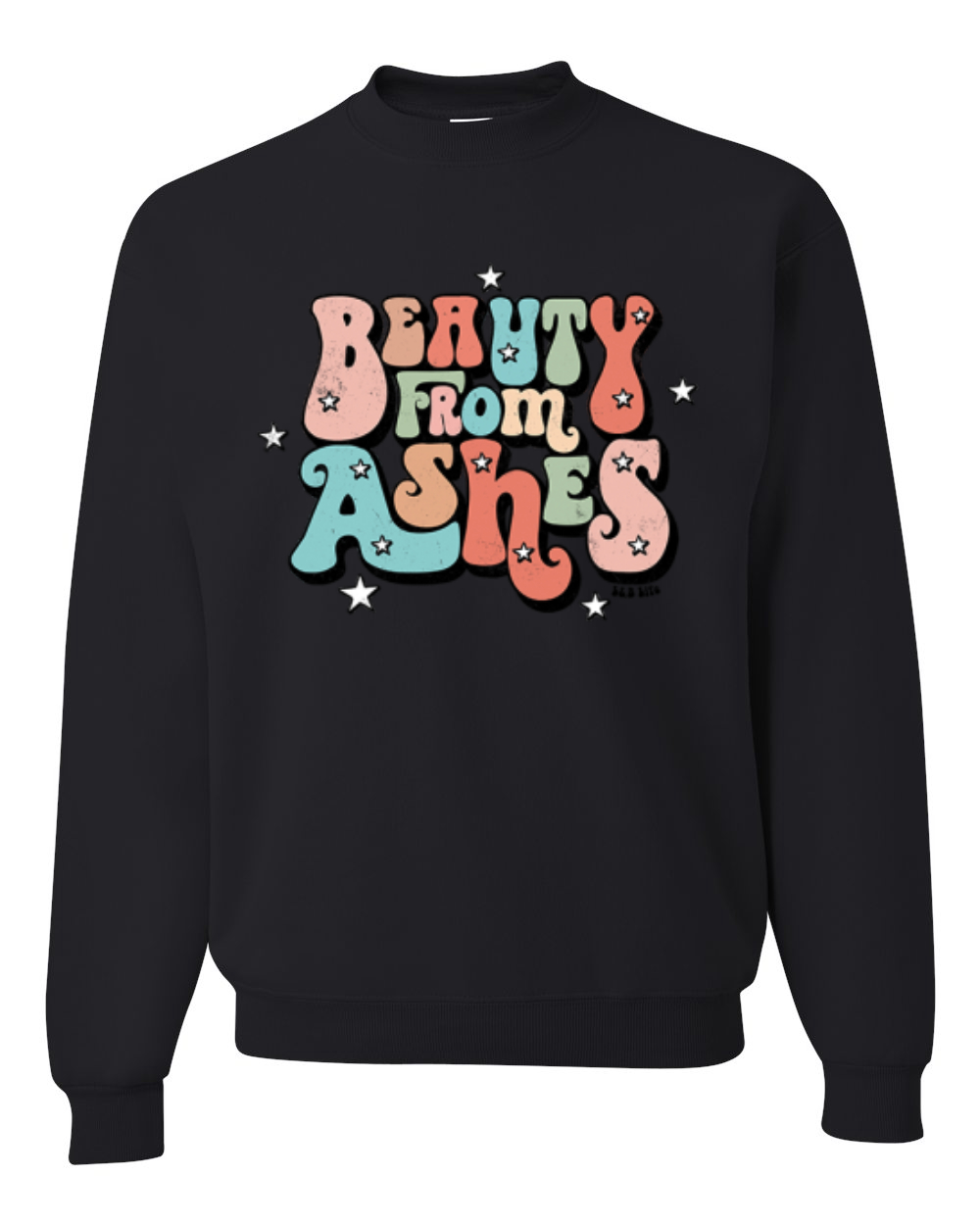 Sudadera Beauty From Ashes Genial Font Con Estrellas Unisex Cuello Redondo - Imagen 3 de 15