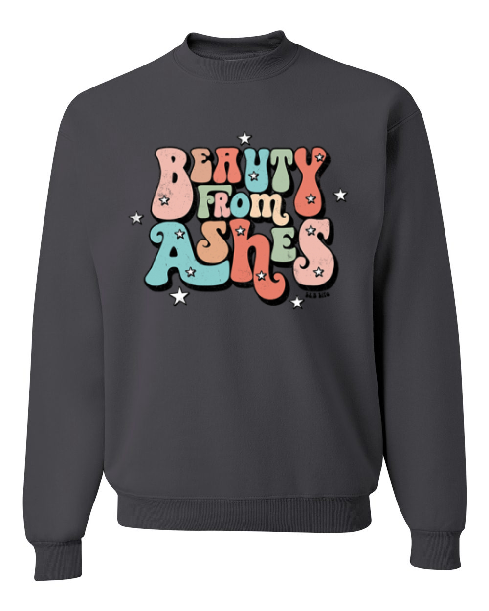 Sudadera Beauty From Ashes Genial Font Con Estrellas Unisex Cuello Redondo - Imagen 4 de 15