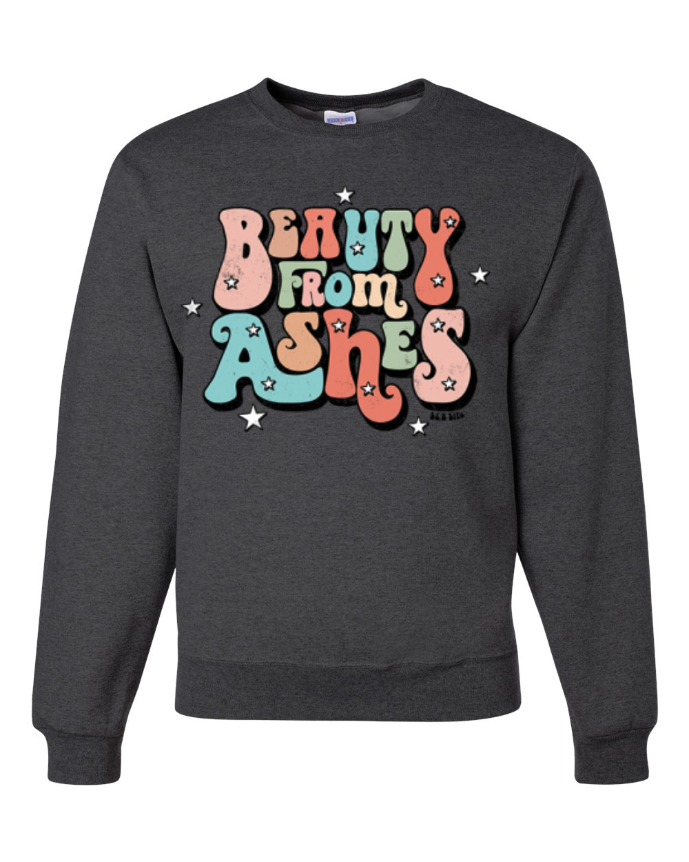 Sudadera Beauty From Ashes Genial Font Con Estrellas Unisex Cuello Redondo - Imagen 5 de 15