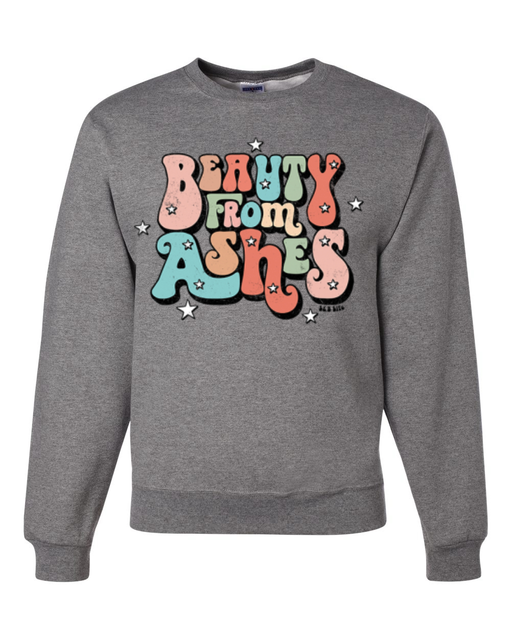 Sudadera Beauty From Ashes Genial Font Con Estrellas Unisex Cuello Redondo - Imagen 6 de 15