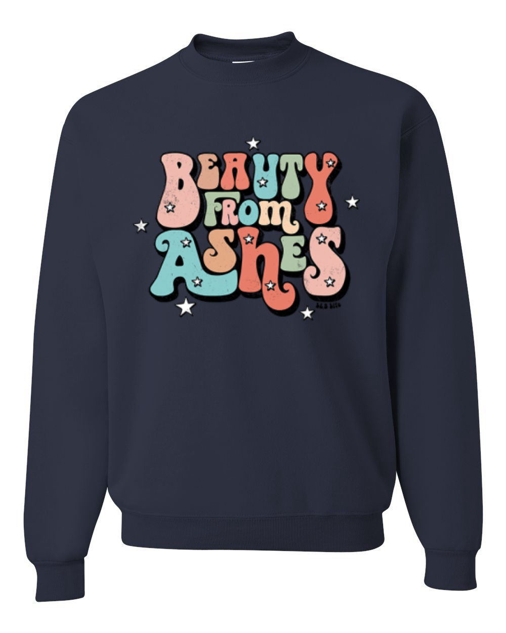 Sudadera Beauty From Ashes Genial Font Con Estrellas Unisex Cuello Redondo - Imagen 7 de 15