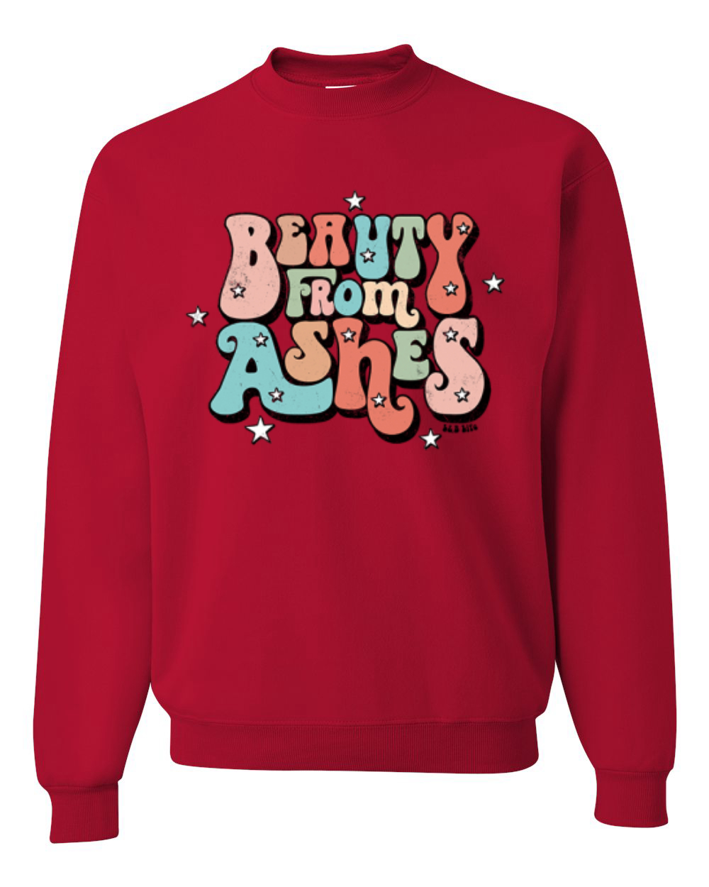 Sudadera Beauty From Ashes Genial Font Con Estrellas Unisex Cuello Redondo - Imagen 8 de 15