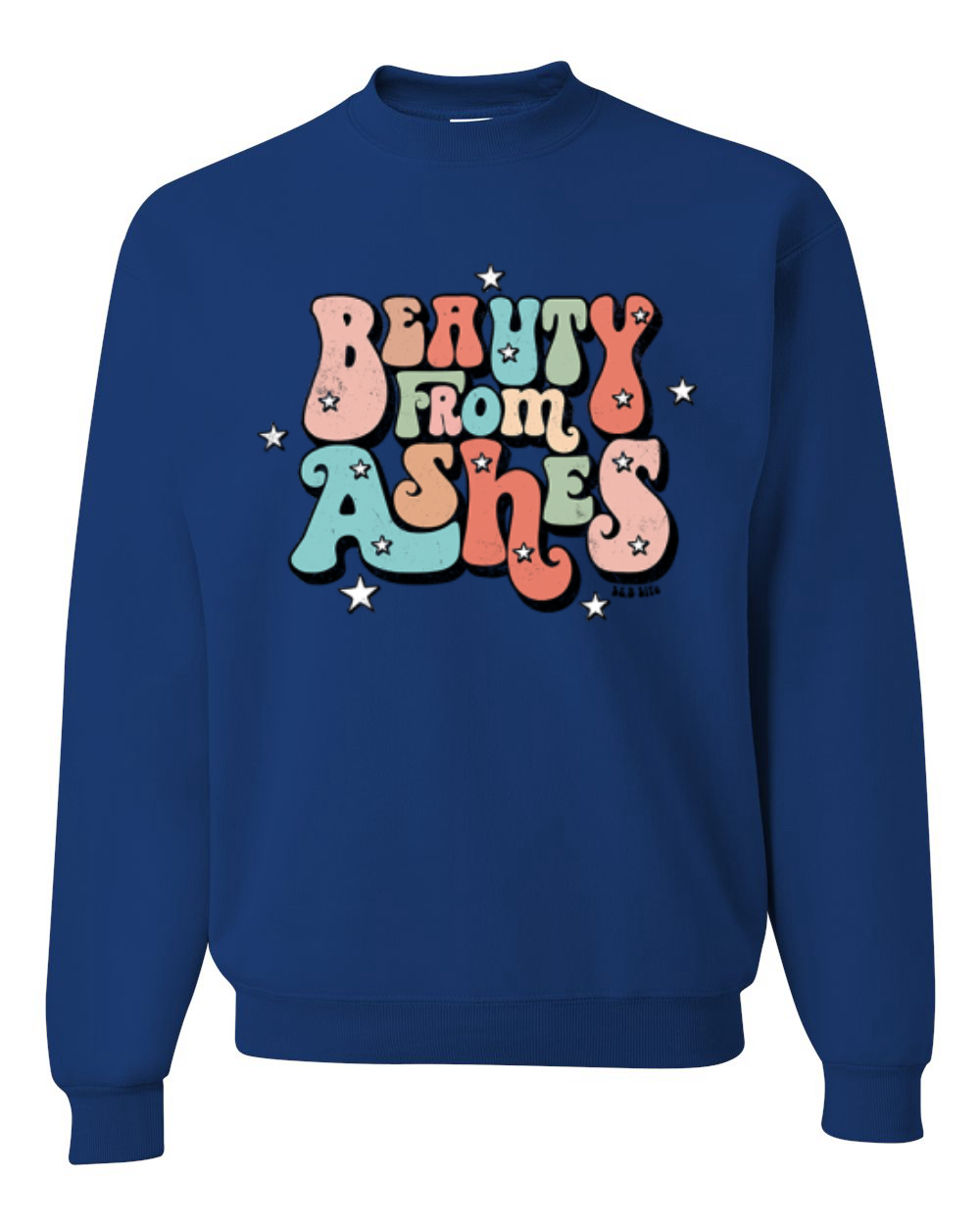 Sudadera Beauty From Ashes Genial Font Con Estrellas Unisex Cuello Redondo - Imagen 9 de 15