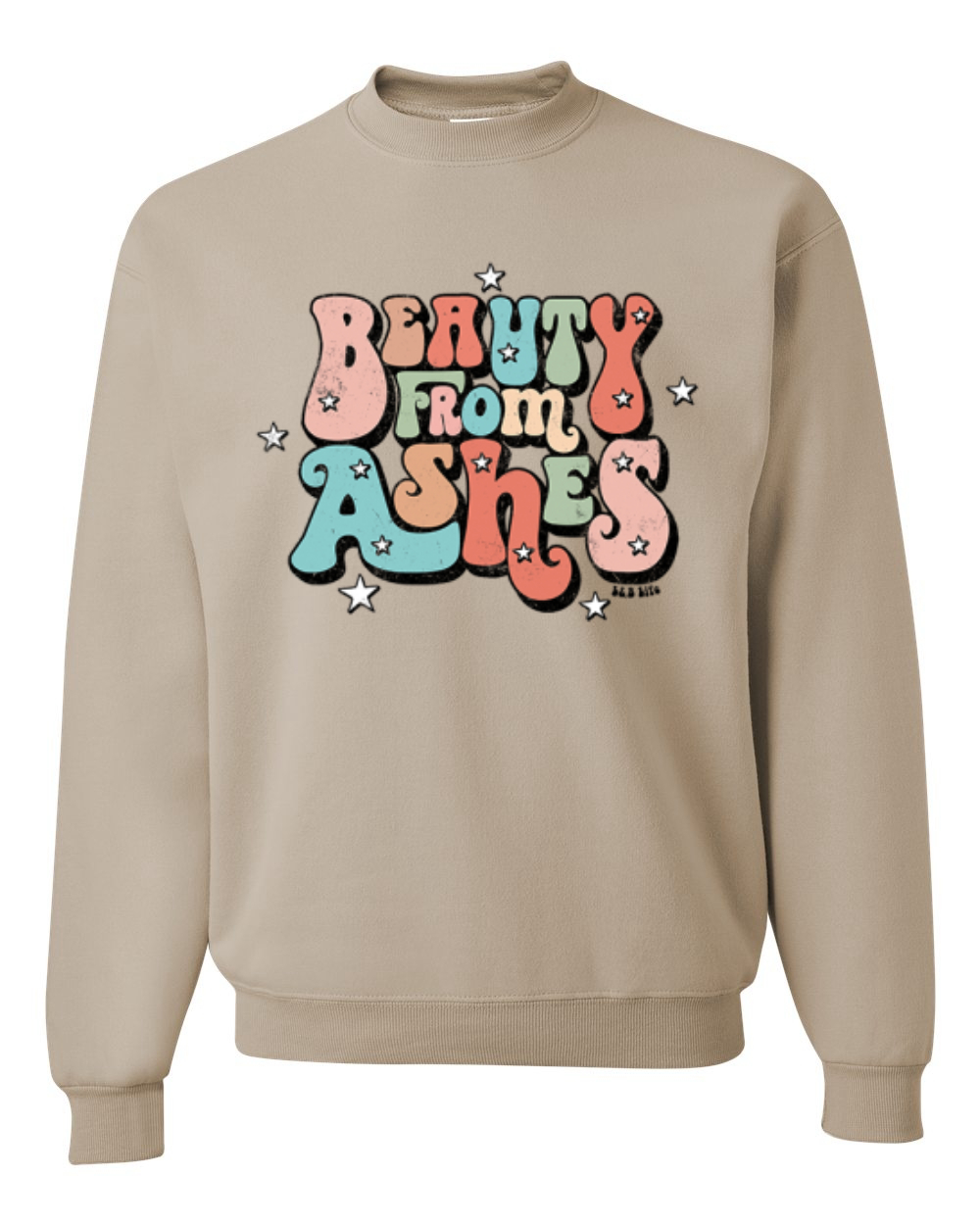 Sudadera Beauty From Ashes Genial Font Con Estrellas Unisex Cuello Redondo - Imagen 14 de 15