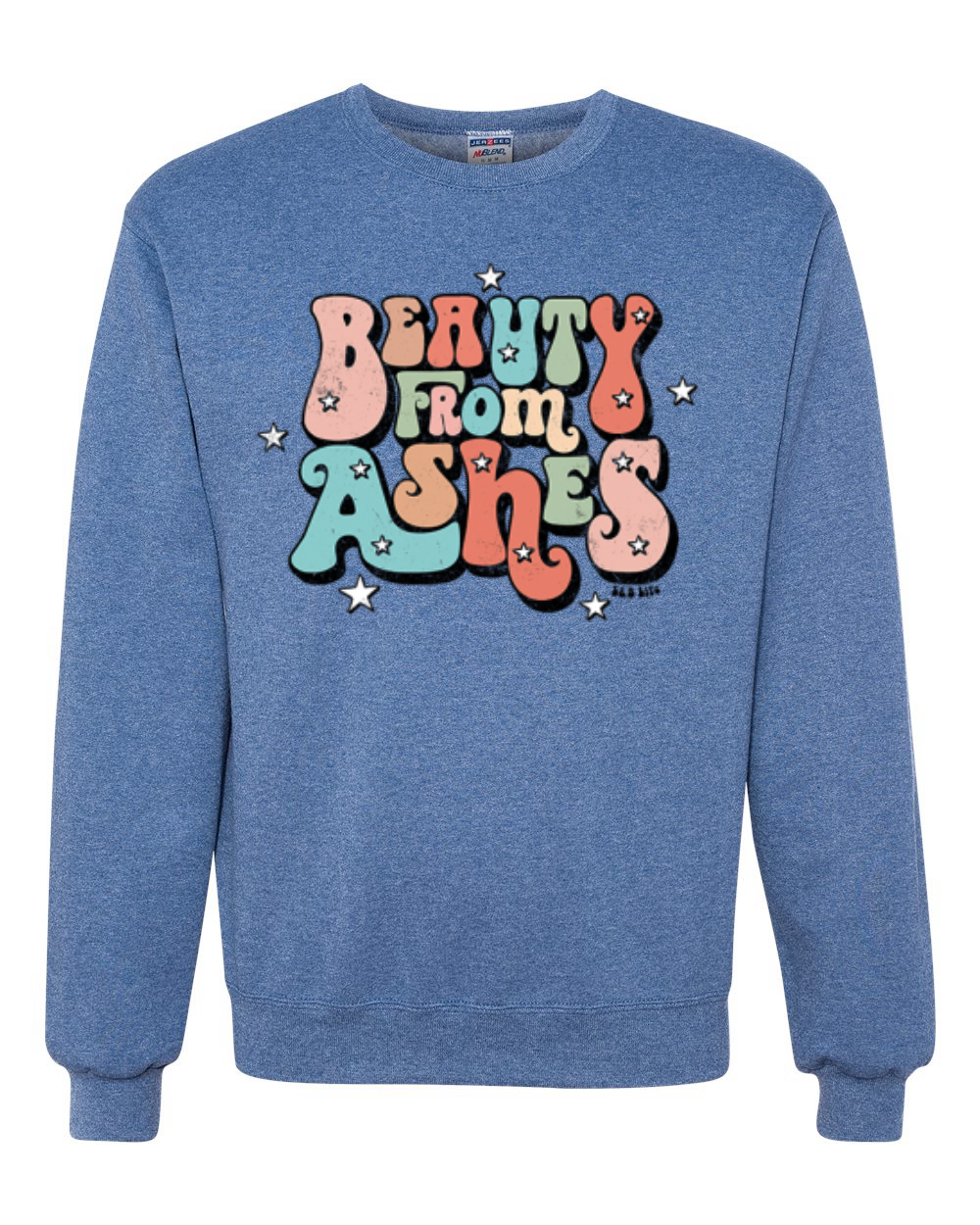 Sudadera Beauty From Ashes Genial Font Con Estrellas Unisex Cuello Redondo - Imagen 10 de 15