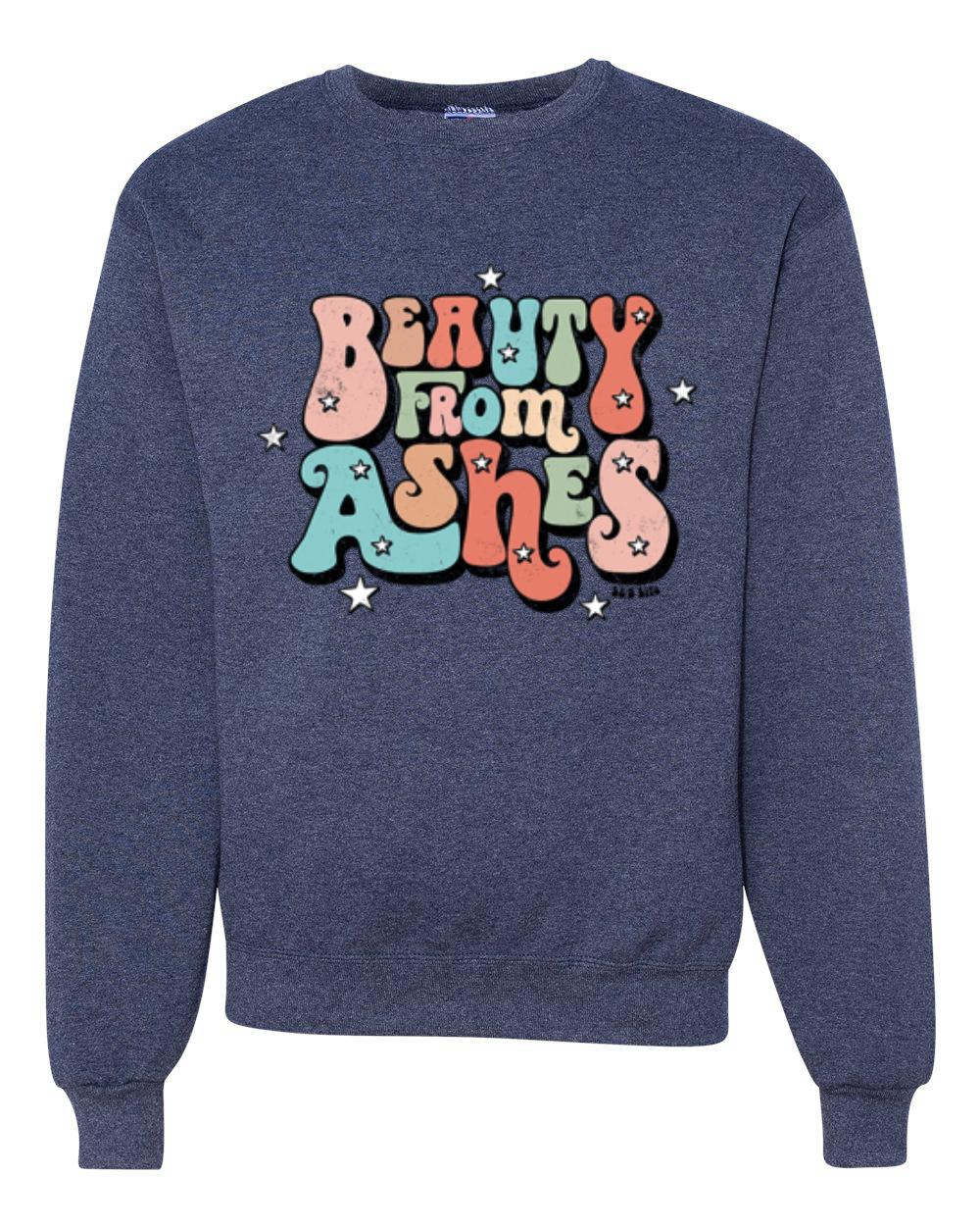 Sudadera Beauty From Ashes Genial Font Con Estrellas Unisex Cuello Redondo - Imagen 11 de 15