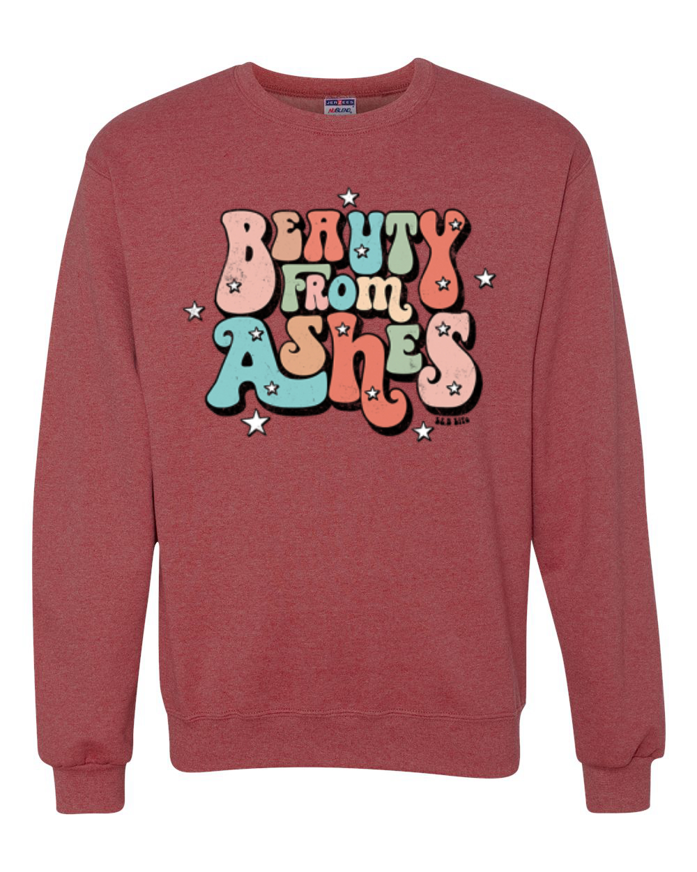 Sudadera Beauty From Ashes Genial Font Con Estrellas Unisex Cuello Redondo - Imagen 12 de 15