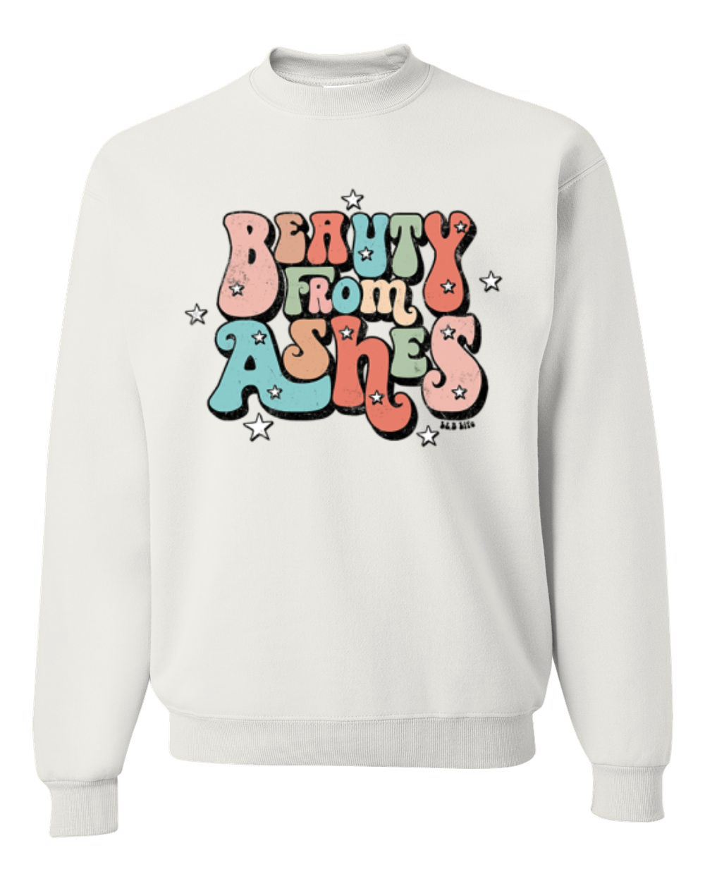 Sudadera Beauty From Ashes Genial Font Con Estrellas Unisex Cuello Redondo - Imagen 13 de 15