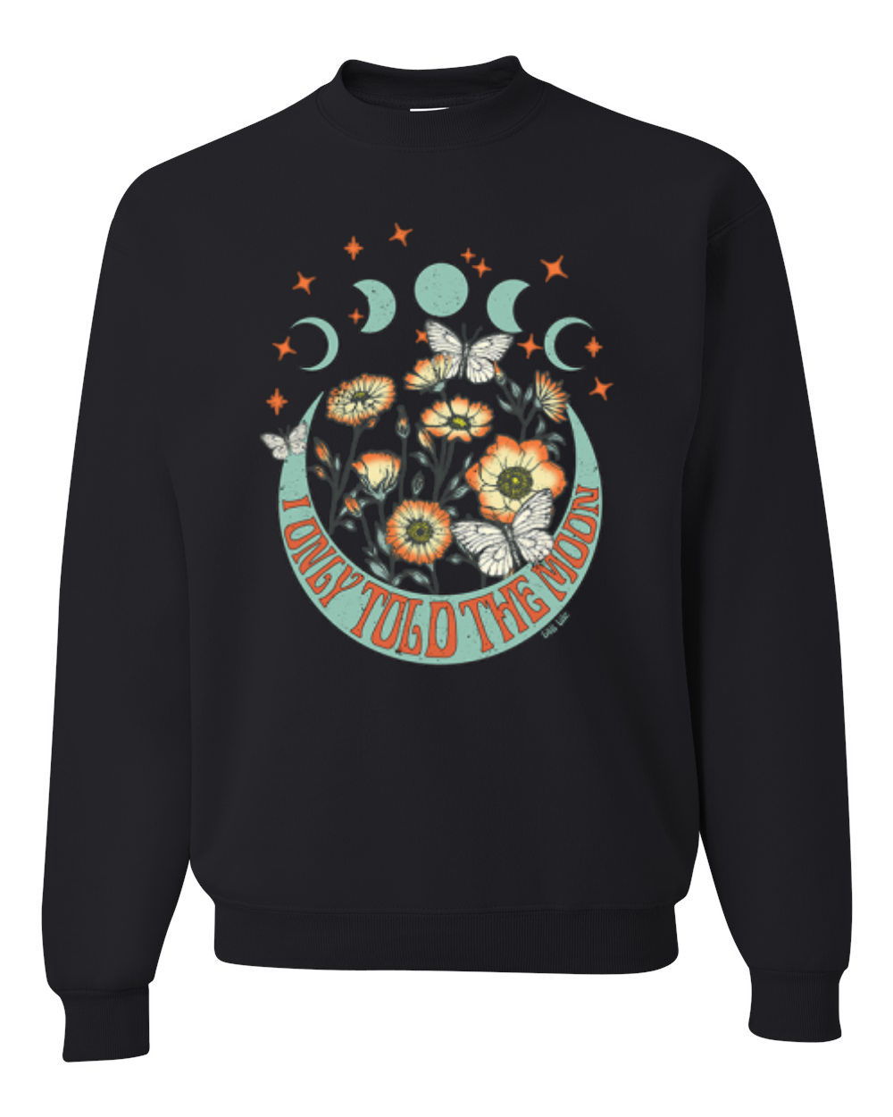 I Only Told The Moon, Moon Phases Daisies Unisex Crewneck Sweatshirt - Picture 3 of 15