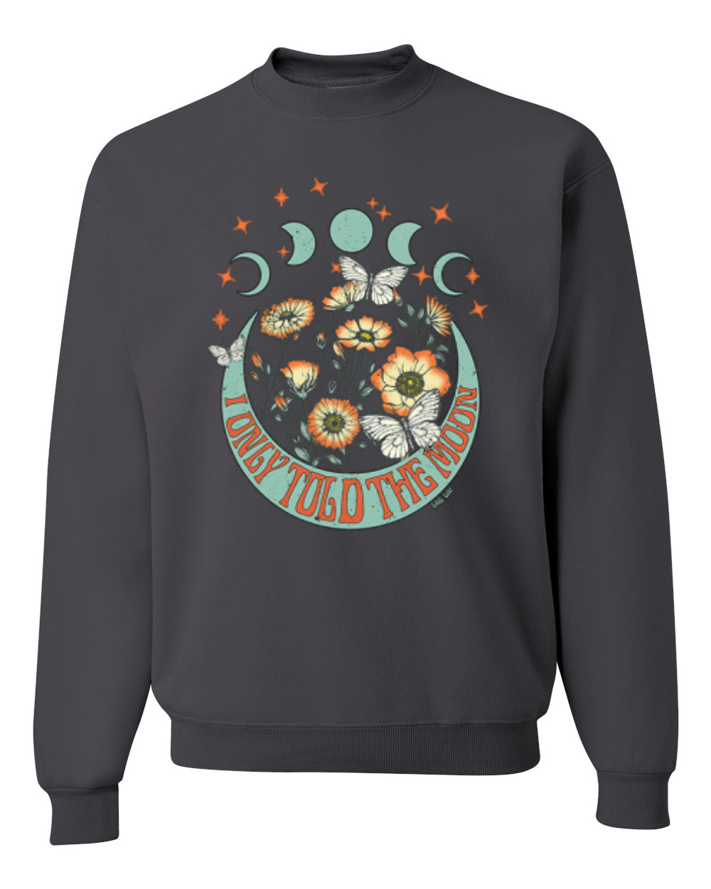 I Only Told The Moon, Moon Phases Daisies Unisex Crewneck Sweatshirt - Picture 4 of 15
