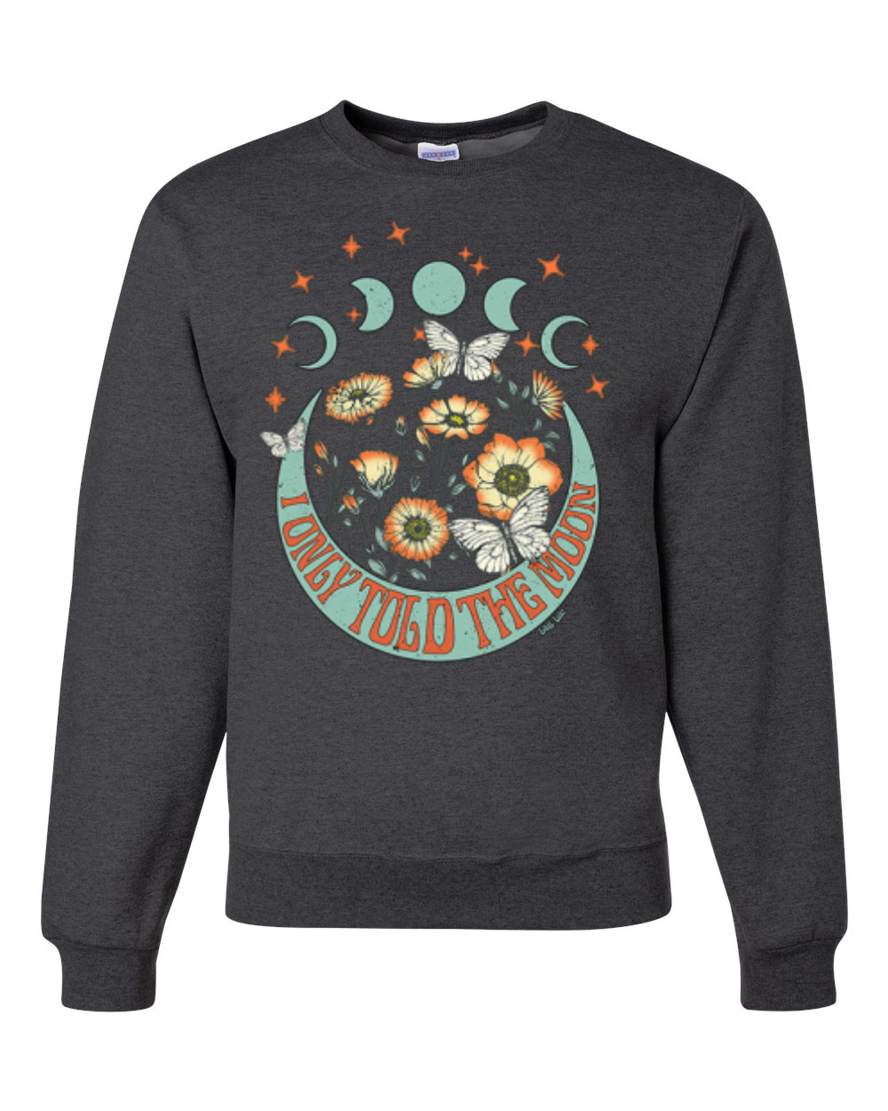 I Only Told The Moon, Moon Phases Daisies Unisex Crewneck Sweatshirt - Picture 5 of 15