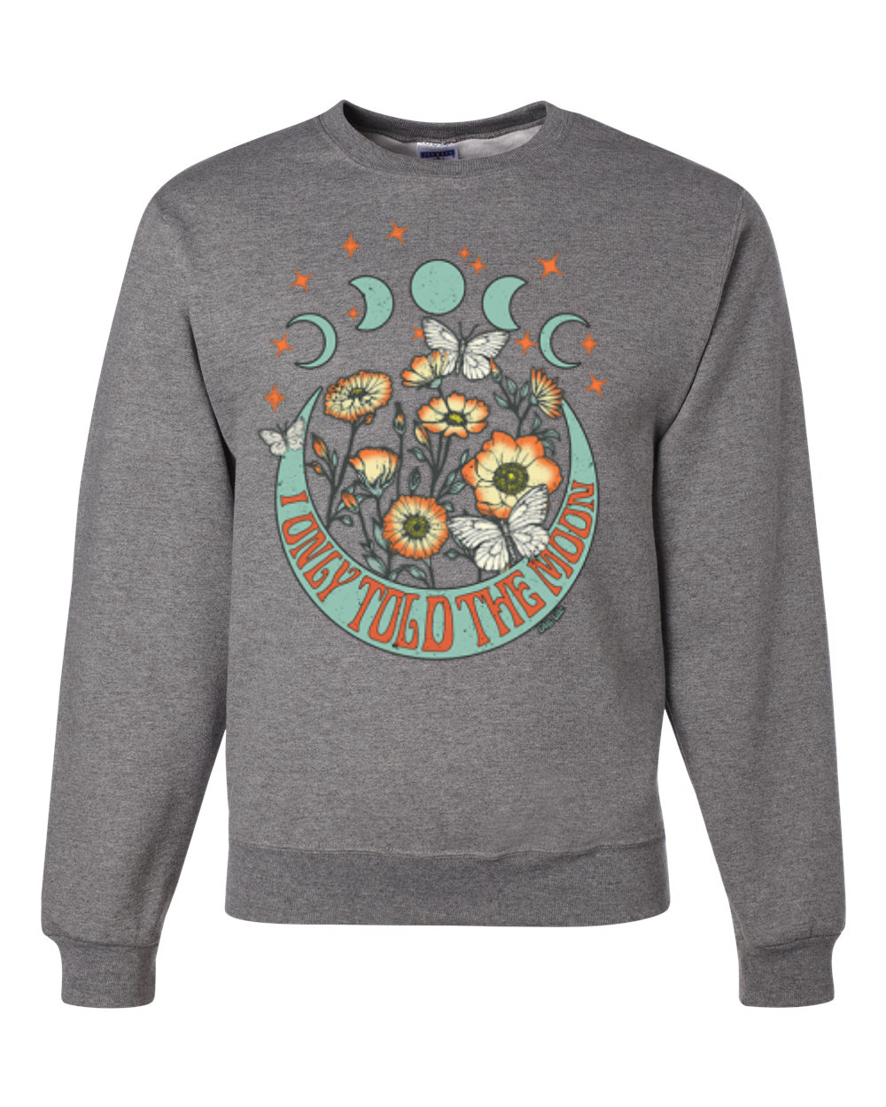 I Only Told The Moon, Moon Phases Daisies Unisex Crewneck Sweatshirt - Picture 6 of 15