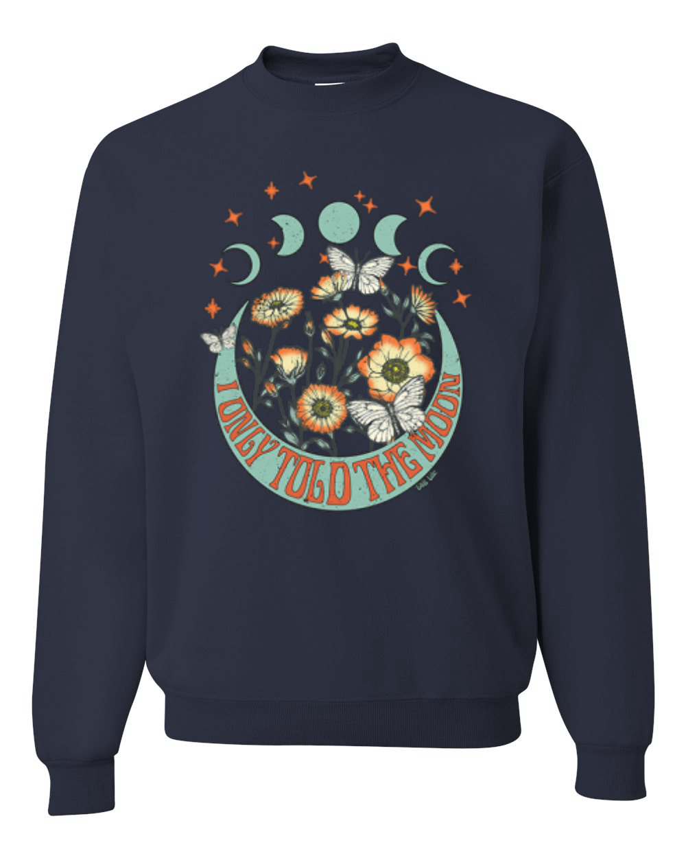 I Only Told The Moon, Moon Phases Daisies Unisex Crewneck Sweatshirt - Picture 7 of 15