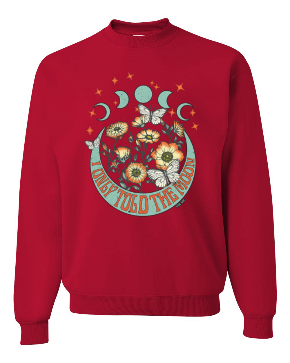 I Only Told The Moon, Moon Phases Daisies Unisex Crewneck Sweatshirt - Picture 8 of 15