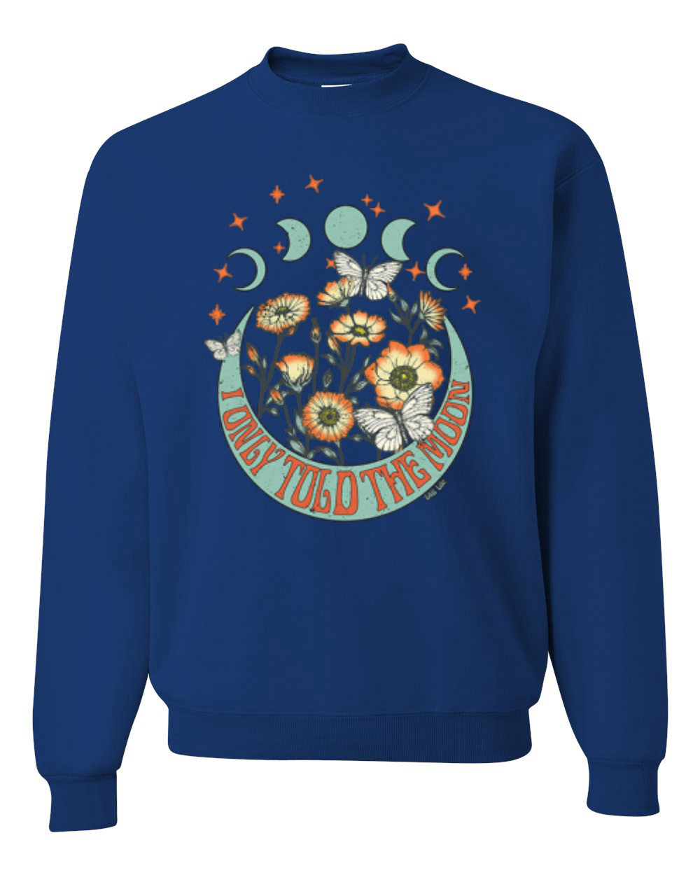 I Only Told The Moon, Moon Phases Daisies Unisex Crewneck Sweatshirt - Picture 9 of 15