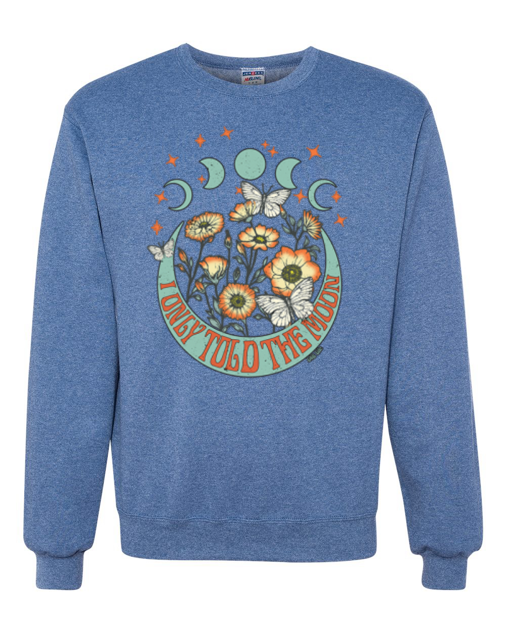 I Only Told The Moon, Moon Phases Daisies Unisex Crewneck Sweatshirt - Picture 10 of 15