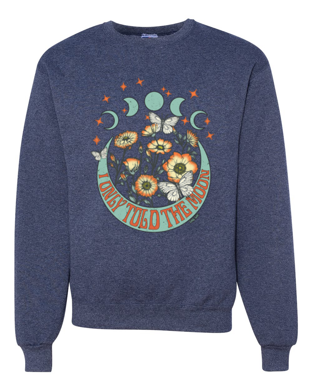 I Only Told The Moon, Moon Phases Daisies Unisex Crewneck Sweatshirt - Picture 11 of 15